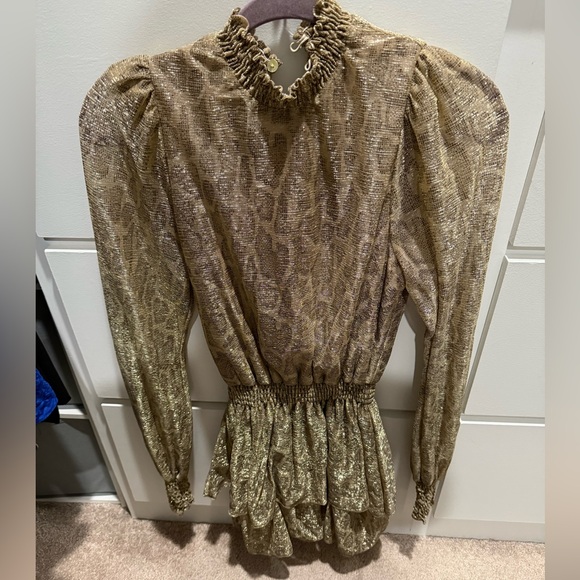 Show Me Your MuMu Russo Ruffle Dress in Glitter Python - Picture 2 of 4